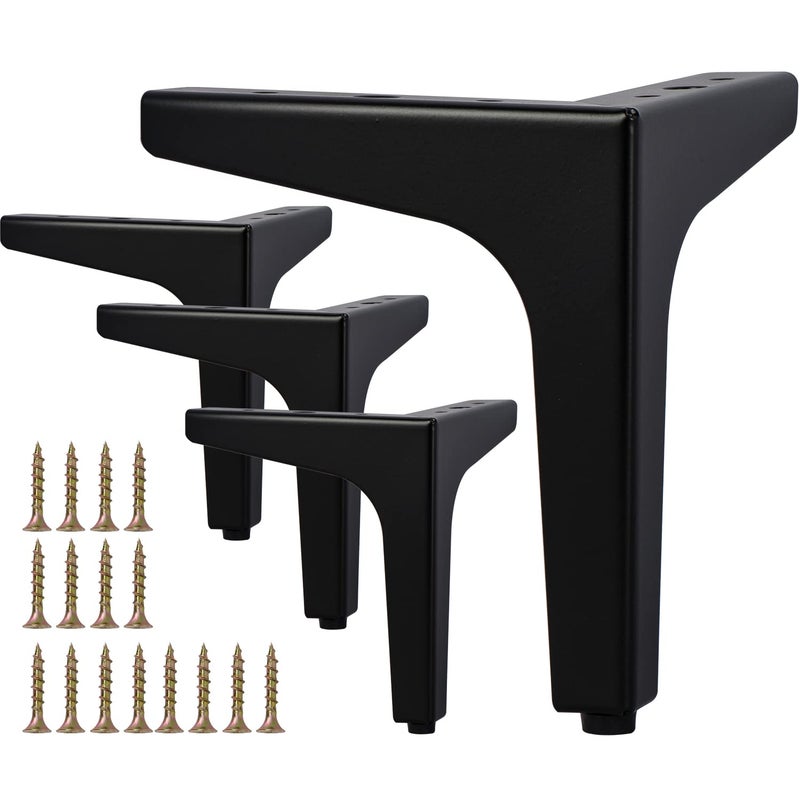 La Vane 6 Inch Metal Furniture Legs, Set of 4 - Modern Diamond Triangle Black DIY Replacement Feet Corner Legs for Cabinet, Sofa, Sideboard, Couch, Dresser Makeover - Image 1